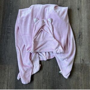 Adorable Pink Hooded Blanket with Ears